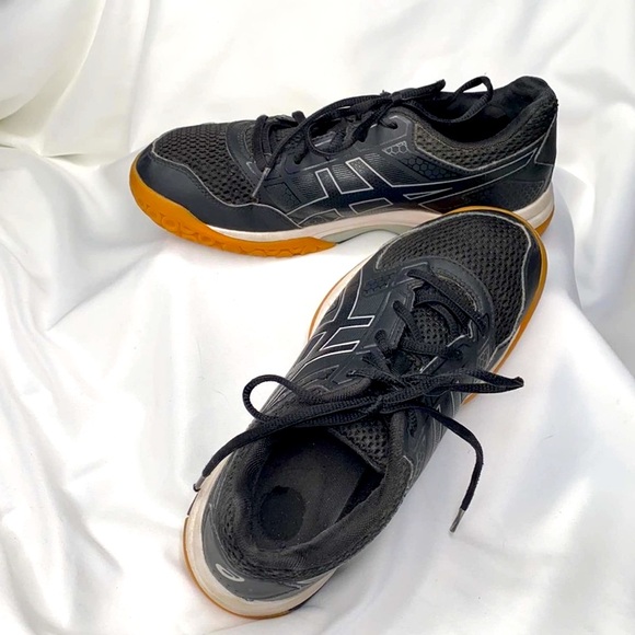 ASICS Leather Running volleyball Training Shoes Sneakers 6.5 Black Whi… - Picture 2 of 5